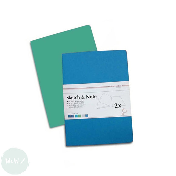 Softback Sketchbook - Hahnemuhle PACK OF 2 - Sketch & Note pads, 125 g/m² - A6 -BLUE BUNDLE - Delphinium/Menthe