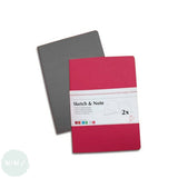 Softback Sketchbook - Hahnemuhle PACK OF 2 - Sketch & Note pads, 125 g/m² - A6 - GREY/PINK BUNDLE - Laurier/Fuchsia