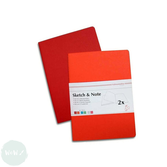 Softback Sketchbook - Hahnemuhle PACK OF 2 - Sketch & Note pads, 125 g/m² - A6 - RED BUNDLE - Cerise/Paprika