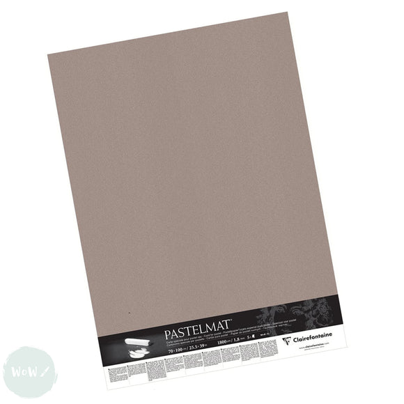 Clairefontaine Pastelmat Mounted Board 1800 micron, 50 x 70cm - Dark Grey SINGLE SHEET