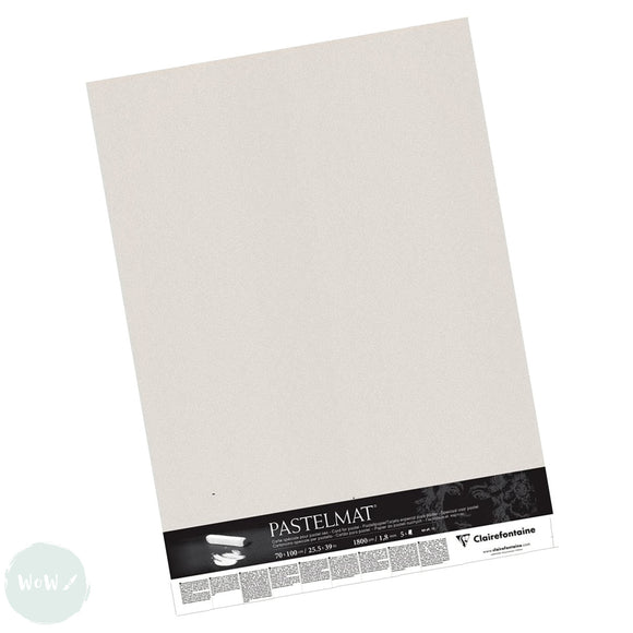Clairefontaine Pastelmat Mounted Board 1800 micron, 50 x 70cm - Light Grey - SINGLE SHEET