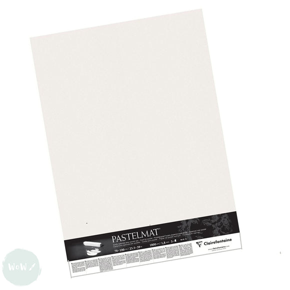 Clairefontaine Pastelmat Mounted Board 1800 micron, 50 x 70cm - White - SINGLE SHEET