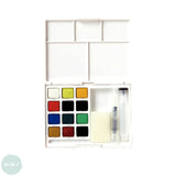 Watercolour Paint Sets - SAKYRA KOI -  12 Half Pan - POCKET FIELD SKETCH BOX with Waterbrush