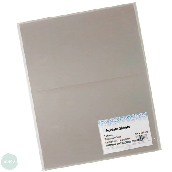Acetate- CLEAR - 0.2mm thick - 5 sheets - 50 x 55 cm