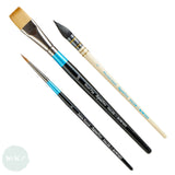 BRUSH SET - Daler Rowney - AQUAFINE 300 - Round 4, 3/4" Short Flat & Quill Mop 4
