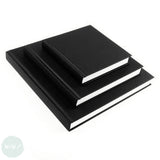 HARDBACK SKETCHBOOK - Square Bound - White Paper -  SQUARE & CHUNKY - Black Cloth Cover - 195mm - 90 sheets 140 gsm All-Media Cartridge