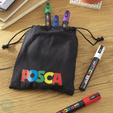 PAINT MARKER - POSCA - Set - 11  x PC-5M & 1 x PC-7M plus free pen pouch - STANDARD Colours