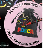 PAINT MARKER - POSCA - Set - 11  x PC-5M & 1 x PC-7M plus free pen pouch - PASTEL Colours