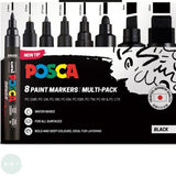 PAINT MARKER - POSCA - Set - 8 Assorted Tips - BLACK