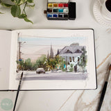 Hardback Watercolour Paper Book - TRAVEL JOURNAL - Hahnemuhle  The WATERCOLOUR BOOK – 200gsm, Fine Grain, 140mm SQUARE