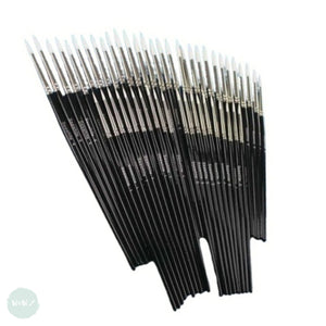 BRUSH SET - White synthetic ROUNDS - CLASS PACK (50) - 10 ea. No. 1, 2, 4,6 & 8