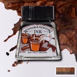 INK - Winsor & Newton DRAWING INK 14ml -	Peat Brown