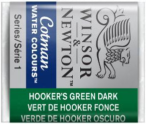 WATERCOLOUR PAINT – Winsor & Newton COTMAN – Half Pan - 	Hooker’s Green Dark