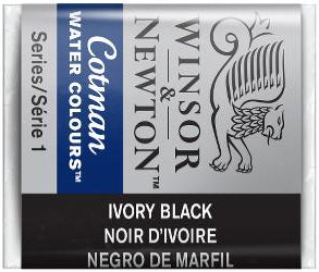 WATERCOLOUR PAINT – Winsor & Newton COTMAN – Half Pan - 	Ivory Black