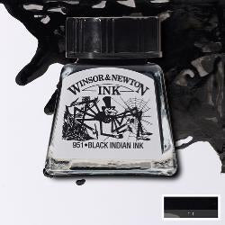 INK - Winsor & Newton DRAWING INK 14ml -	Black Indian