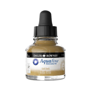 WATERCOLOUR - Liquid Watercolour Ink - Daler Rowney - AQUAFINE 29.5ml Pipette Bottles - GOLD (IMIT)