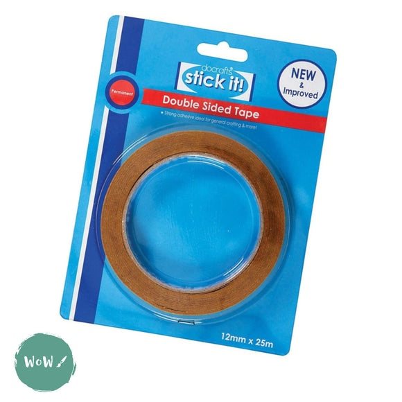 ADHESIVE TAPE – STICK-IT - 12mm wide PERMANENT Double Sided Tape x 25mtrs