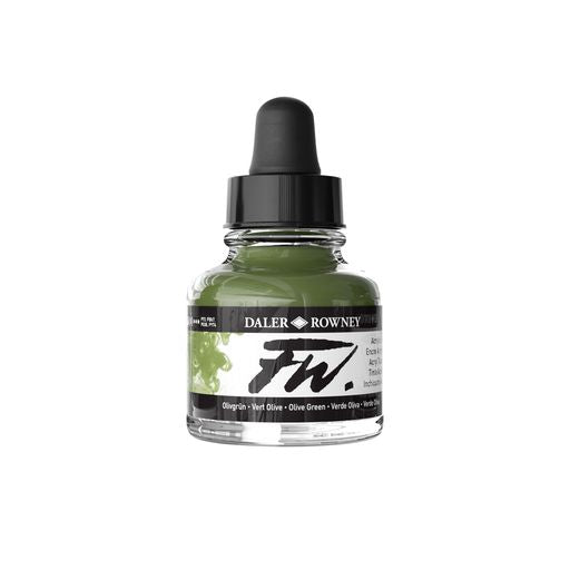 ACRYLIC INK - Daler Rowney FW – 29.5ml Pipette Bottle - 	OLIVE GREEN