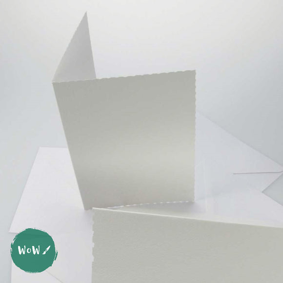 Watercolour Paper Blank Greeting Cards & Envelopes - C6 Deckle Edge- Pack of 5