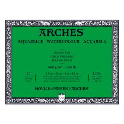 Watercolour Paper - BLOCK - ARCHES Aquarelle -  FIN (COLD PRESSED / NOT) Surface  140 lb/ 300 gsm WHITE  23 x 31 cm, 9 x 12",