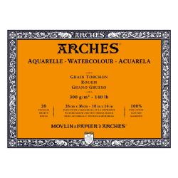 Watercolour Paper - BLOCK - ARCHES Aquarelle -  TORCHON (ROUGH) 140 lb/ 300 gsm WHITE  26 x 36 cm, 10 x 14