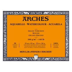 Watercolour Paper - BLOCK - ARCHES Aquarelle -  TORCHON (ROUGH) 140 lb/ 300 gsm WHITE  31 x 41 cm, 12 x 16",