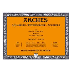 Watercolour Paper - BLOCK - ARCHES Aquarelle -  TORCHON (ROUGH) 140 lb/ 300 gsm WHITE  36 x 51 cm, 14 x 20