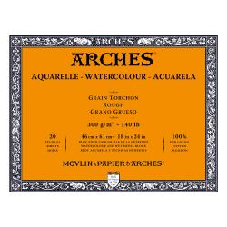 Watercolour Paper - BLOCK - ARCHES Aquarelle -  TORCHON (ROUGH) 140 lb/ 300 gsm WHITE  46 x 61 cm, 18 x 24