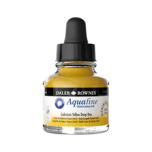 WATERCOLOUR - Liquid Watercolour Ink - Daler Rowney - AQUAFINE 29.5ml Pipette Bottles - CADMIUM YELLOW DEEP HUE