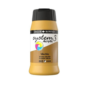 ACRYLIC PAINT - Daler Rowney - SYSTEM 3 -  500ml pot -	Yellow Ochre