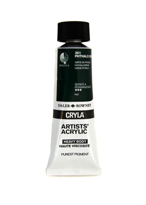Cryla Daler Rowney CRYLA Artists Acrylic 75ml Tubes- PHTHALO GREEN – WoW Art ...