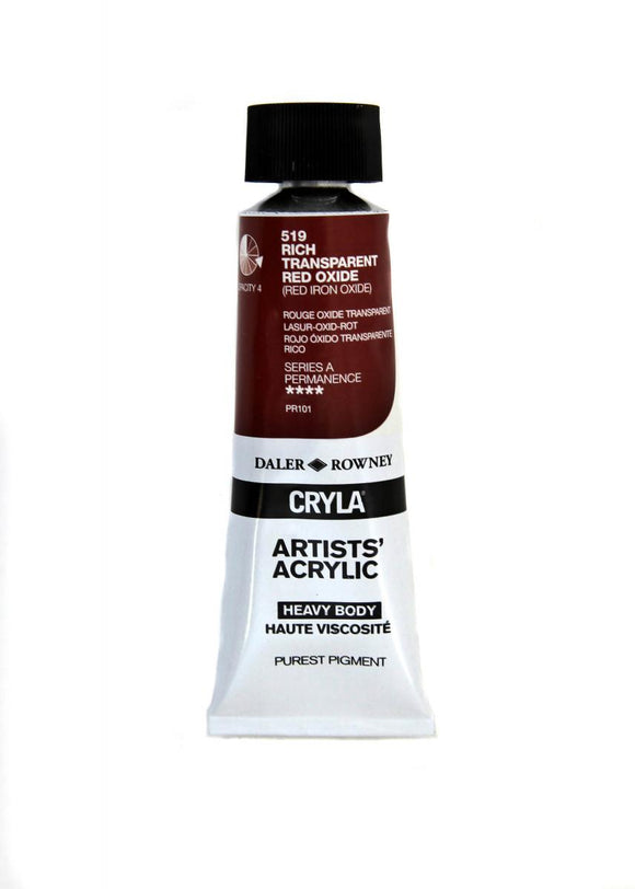 Daler Rowney CRYLA Artists Acrylic 75ml Tubes-  RICH TRANSPARENT RED OXIDE