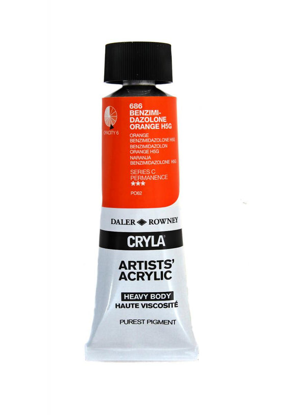 Daler Rowney CRYLA Artists Acrylic 75ml Tubes-  BISMUTH YELLOW