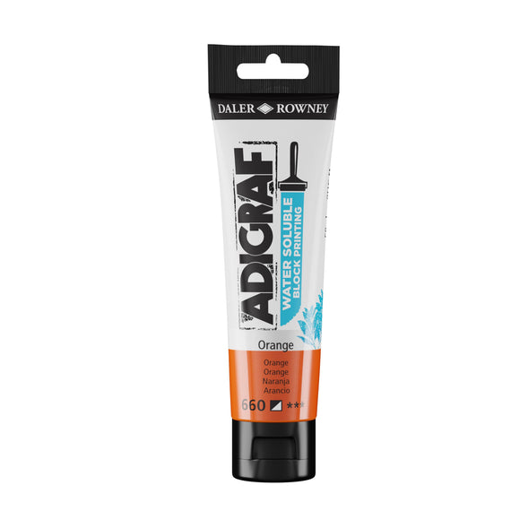 BLOCK PRINTING COLOUR - Water-soluble - Daler Rowney -  ADIGRAF - 59ml Tube - ORANGE