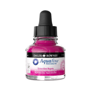 WATERCOLOUR - Liquid Watercolour Ink - Daler Rowney - AQUAFINE 29.5ml Pipette Bottles - QUINACRIDONE MAGENTA