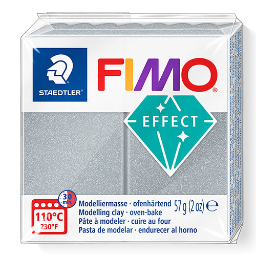 Modelling Clay- FIMO Effect, Oven-hardened POLYMER, 57g (2oz) block - 	81 - Metallic Silver