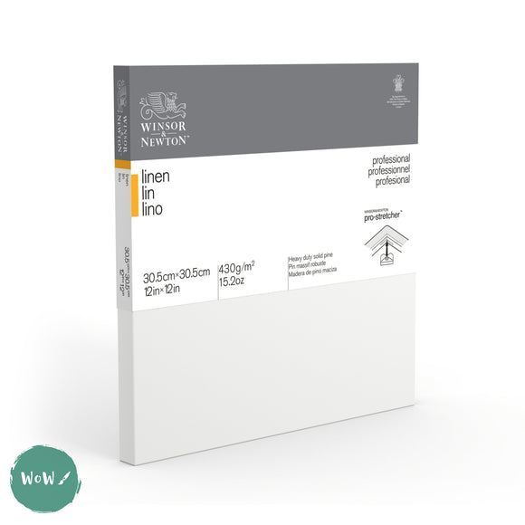 Linen Canvas - White Primed - Standard Depth - Winsor & Newton PROFESSIONAL -  12 x 12” , 305 x 305mm Single