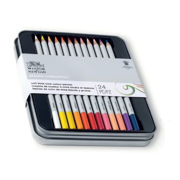 Coloured Pencil Sets - Winsor & Newton STUDIO COLLECTION Colour - Tin - 24 Assorted.
