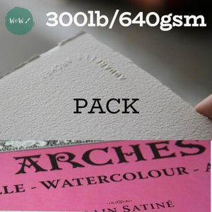 Watercolour Paper - SHEET - ARCHES AQUARELLE -  FIVE SHEETS – 300lb/640gsm -  22 x 30" - SATINE  (SMOOTH/Hot Pressed)