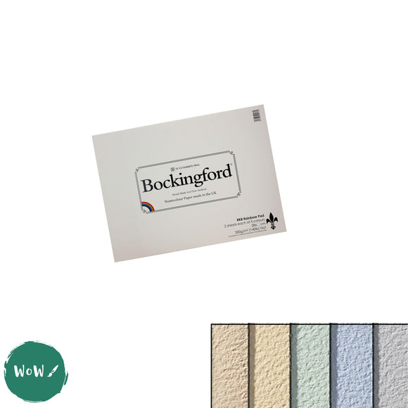 WATERCOLOUR PAPER PAD -Bockingford Tint 'RAINBOW' - 10 sheets - 5 assorted colours -300gsm NOT Surface - 19 x 28 cm