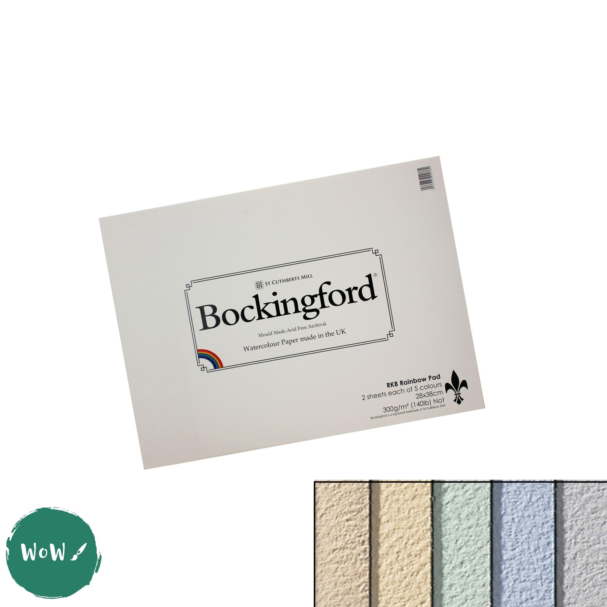 WATERCOLOUR PAPER PAD -Bockingford Tint 'RAINBOW' - 10 sheets - 5