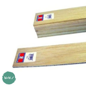 Balsa Wood - Flat Strip - 1/4" thick x 3" wide x 36" long - Singles