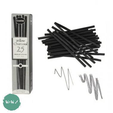Willow Charcoal - COATES - Medium, 25 Stick