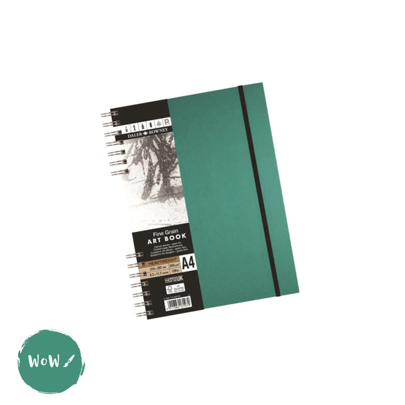 Hardback Sketchbook - Spiral Bound - Daler Rowney - FINE GRAIN HEAVYWEIGHT 200gsm – TEAL Cover – A4