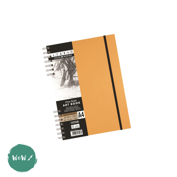 Hardback Sketchbook - Spiral Bound - Daler Rowney - FINE GRAIN HEAVYWEIGHT 200gsm – APRICOT Cover – A4