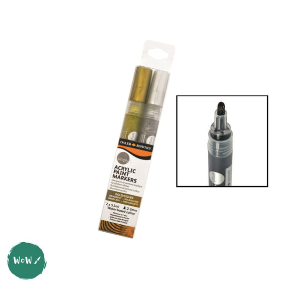 PAINT MARKER - Daler Rowney SIMPLY - Acrylic Paint Marker - Set of 2 -GOLD & SILVER