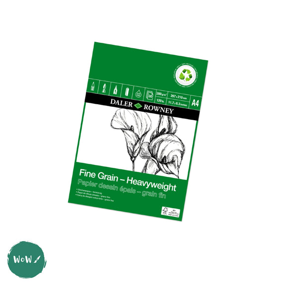 Daler Rowney FINE GRAIN Heavyweight Eco RECYCLED - Cartridge paper pads 200gsm A4