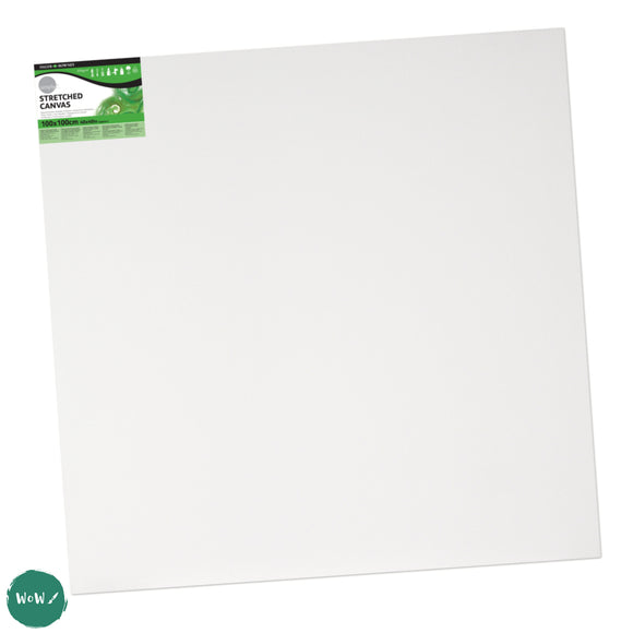 Artists Stretched Canvas - STANDARD Depth - WHITE PRIMED Cotton - SINGLE - Daler Rowney SIMPLY 250gsm - 100 x 100 cm