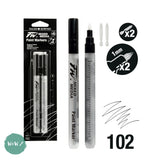 PAINT PENS - Daler Rowney FW Fillable MIXED MEDIA Markers 102 - 1mm -  2 Pack