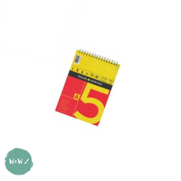 CARTRIDGE PAPER PAD - Spiral Bound - Daler Rowney - RED & YELLOW  - 150gsm White -A5